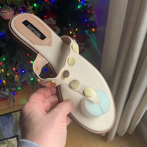 Never worn, off white colored sandals